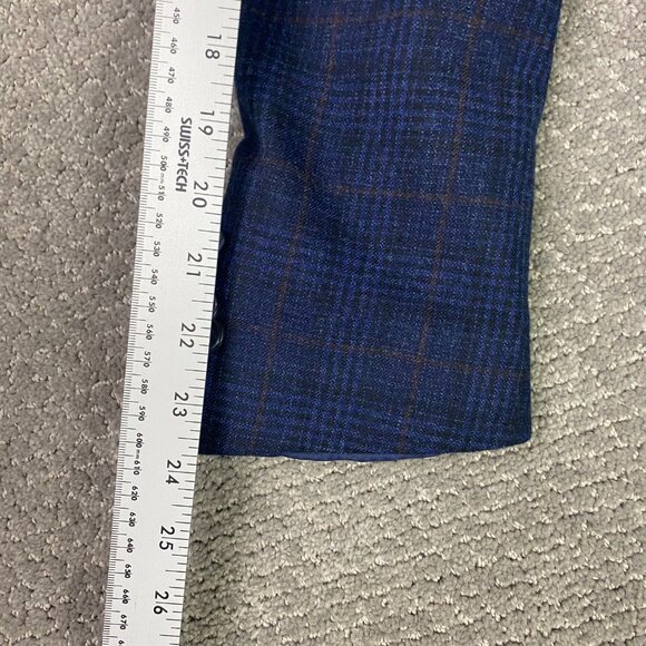 Peter Millar Windowpane Blazer Sport Coat Men's 42R Fit 42S Blue Soft Wool Plaid - Picture 14 of 16